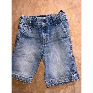 Vintage Old‎ Navy Boy 5 Blue Denim White Wash Carpenter Adjustable Waist Shorts